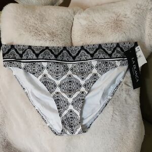 NWT La Blanca Black and White Bikini Bottom-Size 12